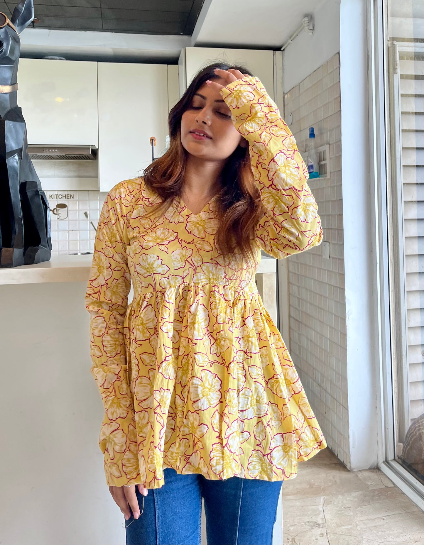 Apricot Pelpum Short Kurti