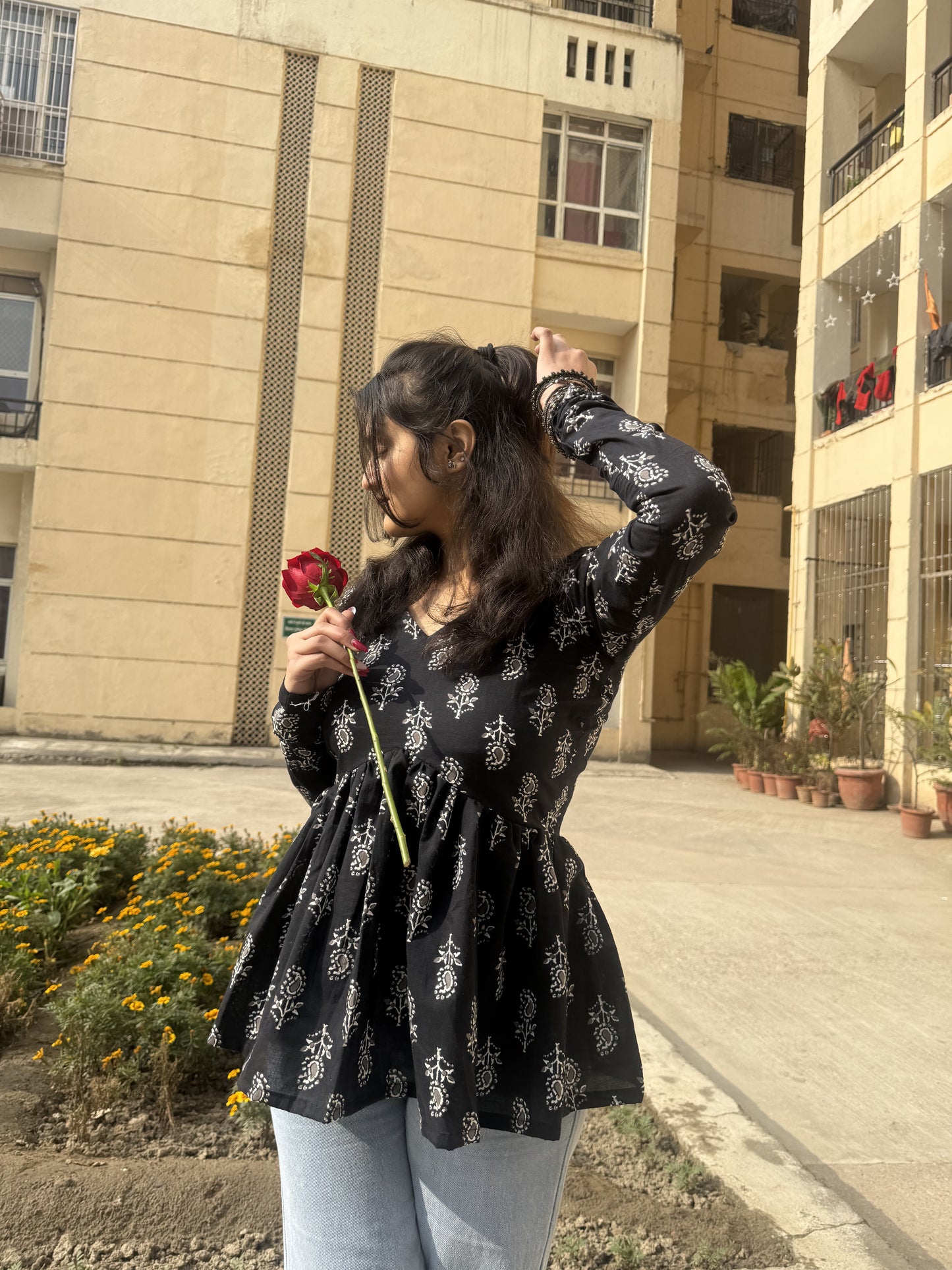 Black Mystical Short Kurti Top