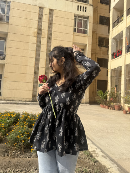 Black Mystical Short Kurti Top