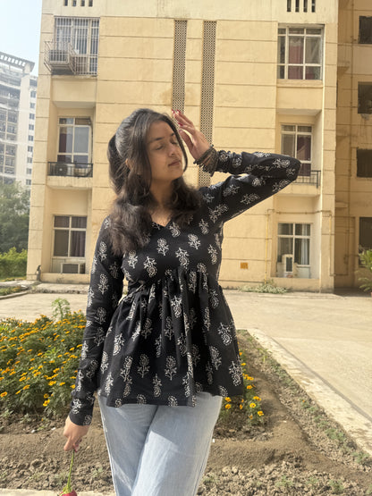 Black Mystical Short Kurti Top