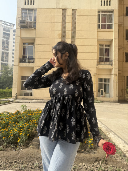 Black Mystical Short Kurti Top