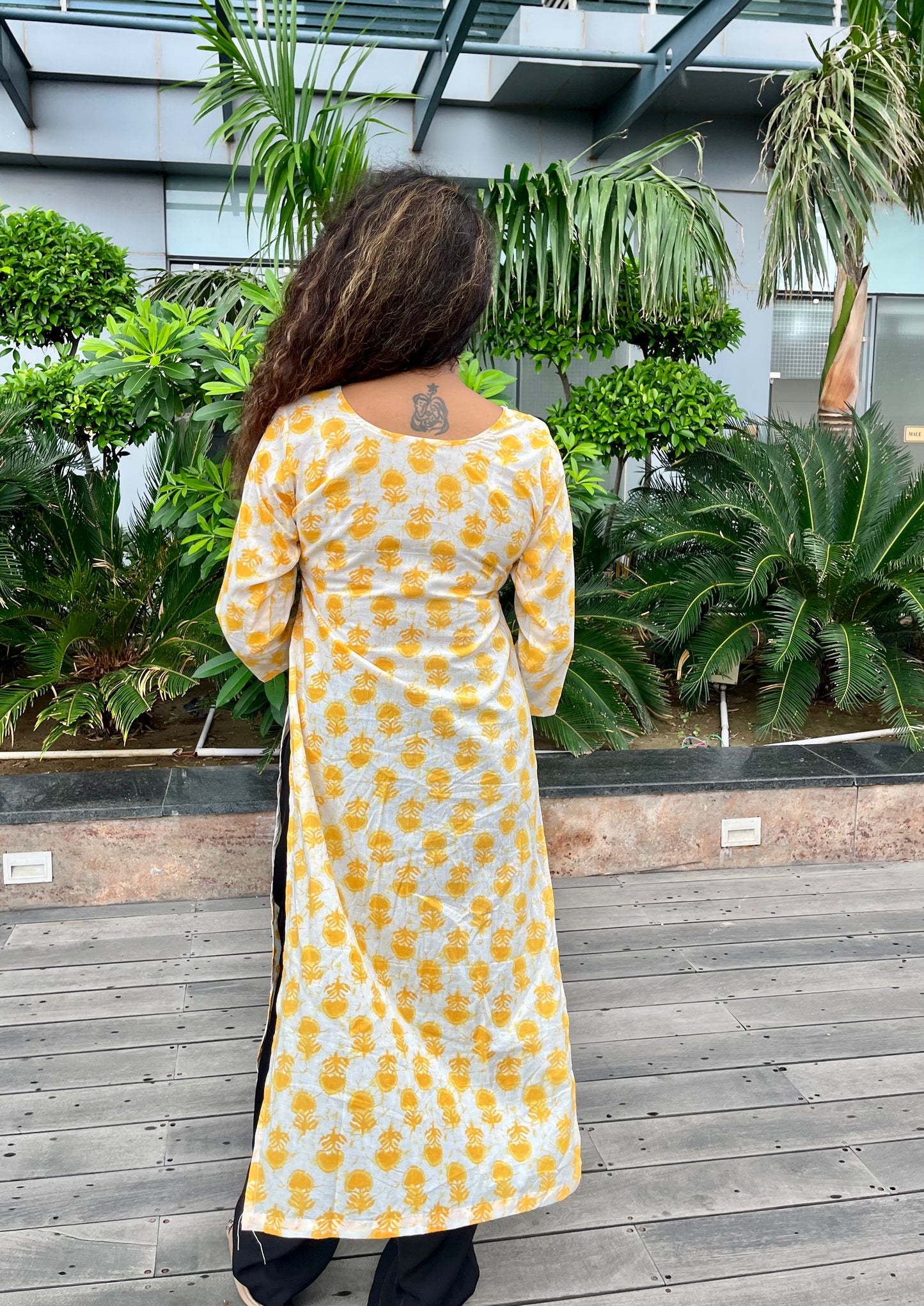 Yellow & White Long Kurti