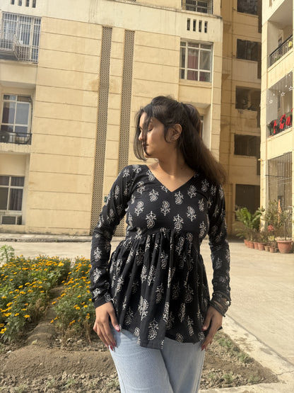 Black Mystical Short Kurti Top