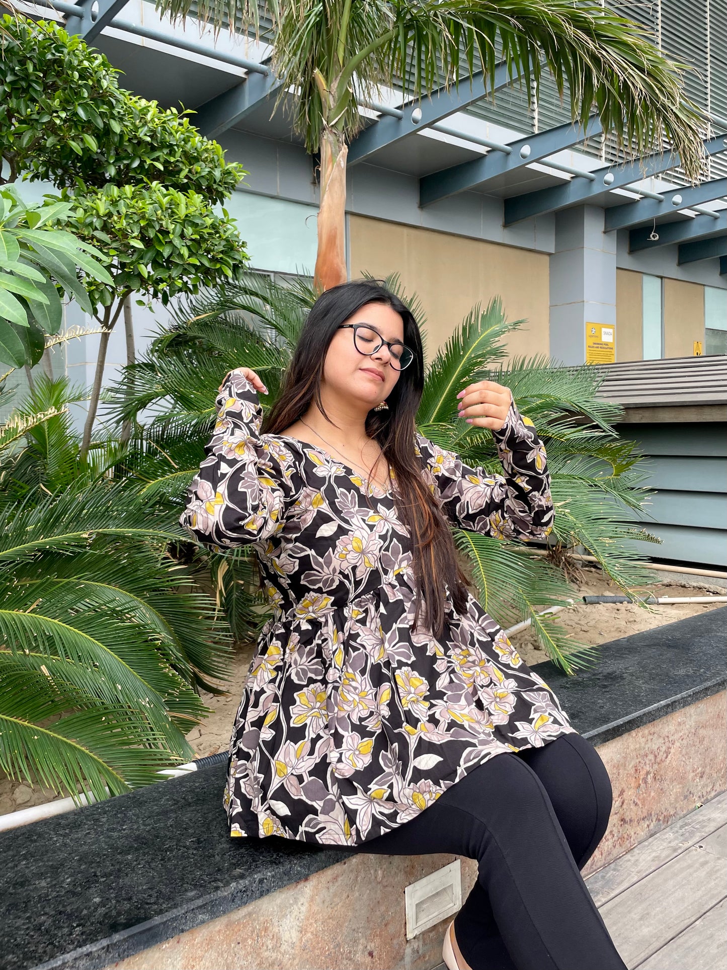 Black Pearl Peeplum Short Kurti