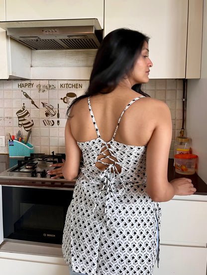 White Era Backless Straight Short Kurti