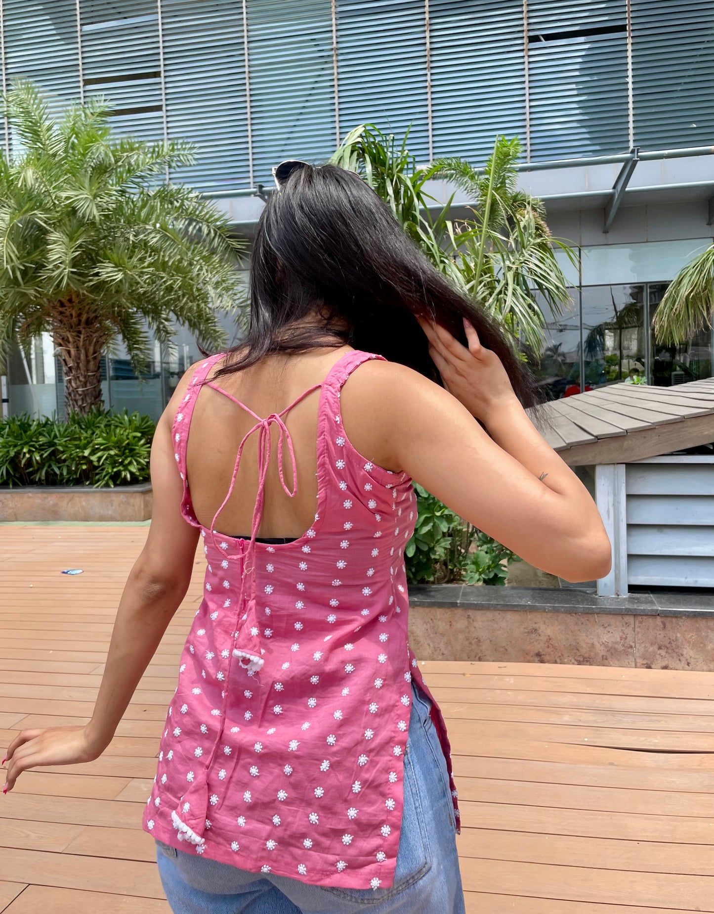 Desi Mauve Embroided Backless Short Kurti