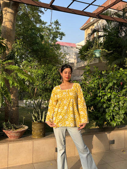 Yellow Bird Straight Short Kurti