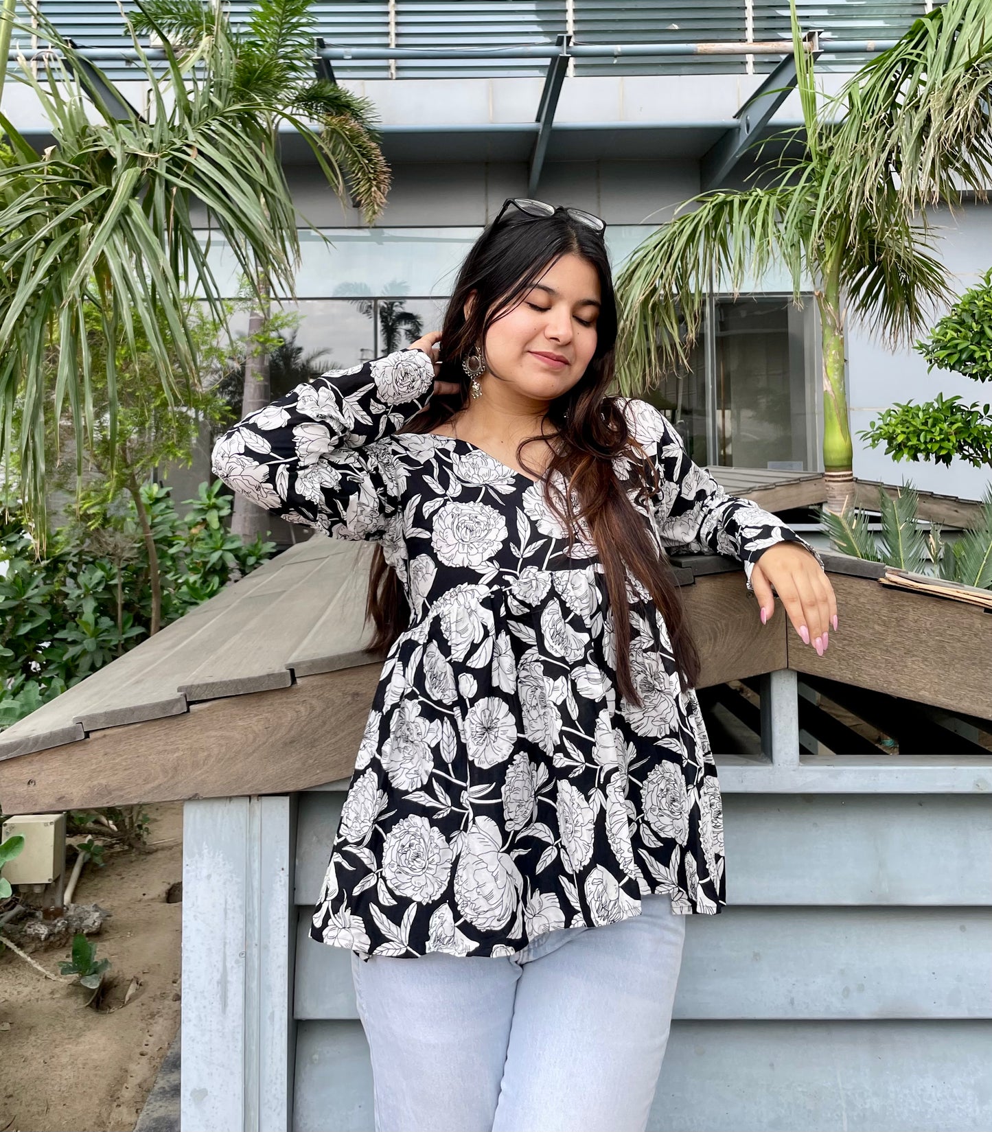 Black Rose Peplum Short Kurti