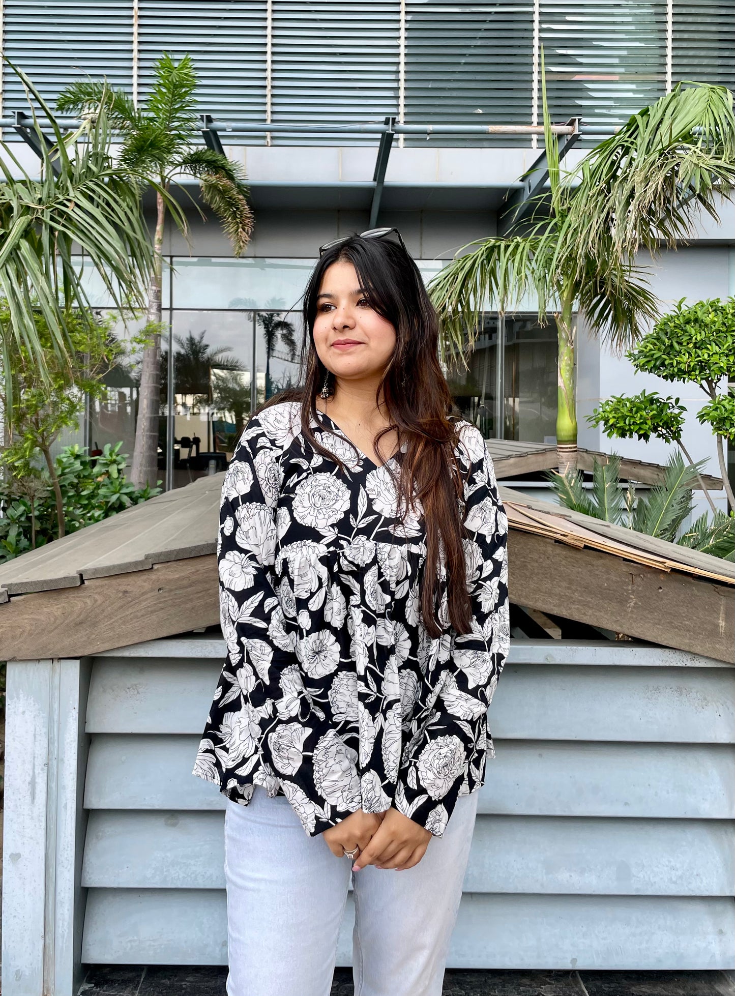 Black Rose Peplum Short Kurti