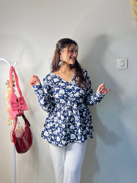 Wild Flower Peplum Short Kurti Top