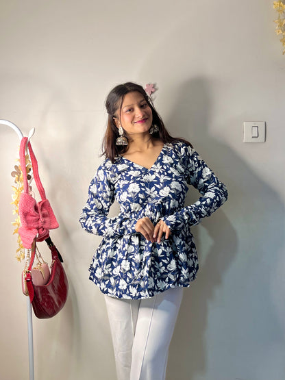 Wild Flower Peplum Short Kurti Top