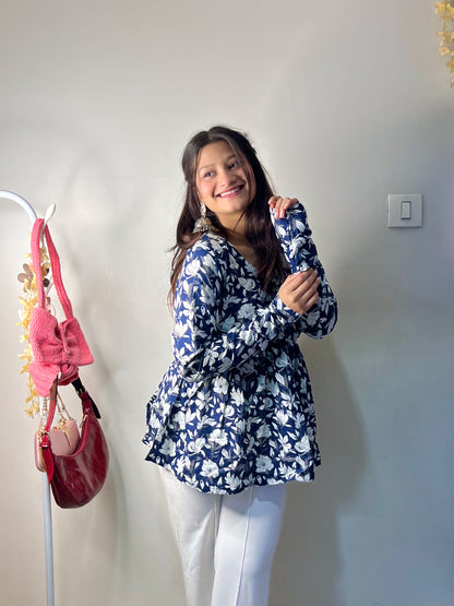 Wild Flower Peplum Short Kurti Top