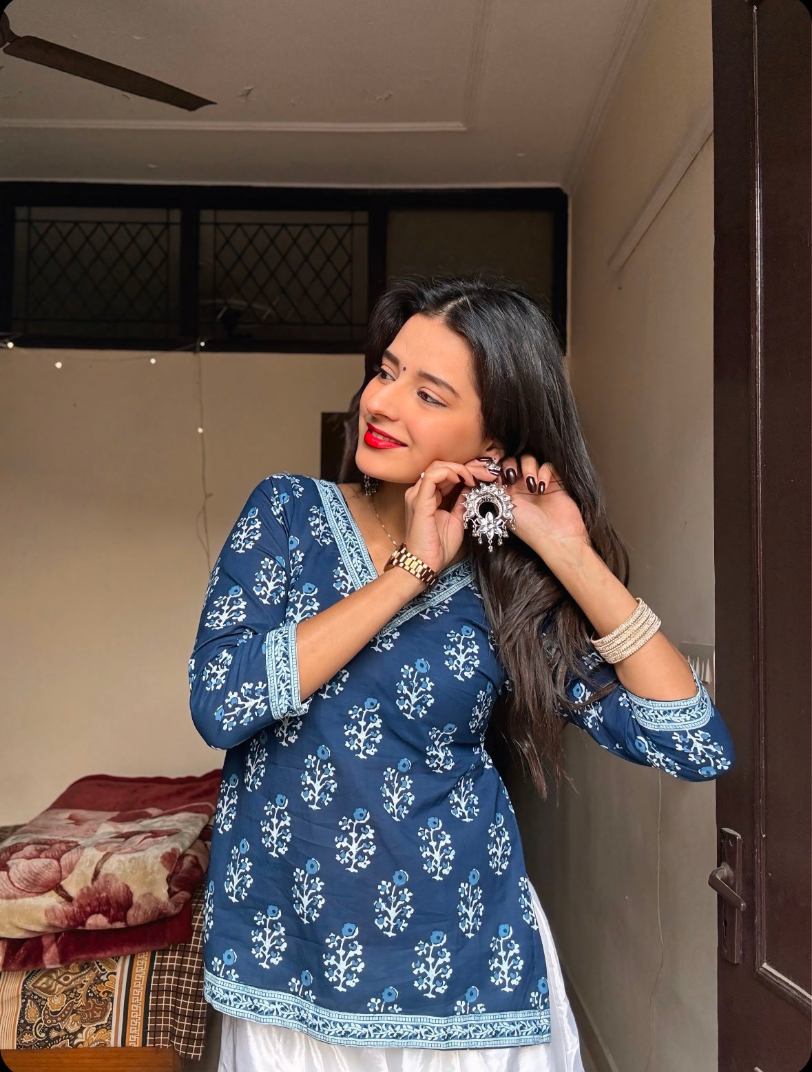 Navy Straight Short Kurti