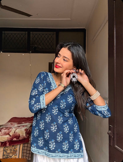 Navy Straight Short Kurti