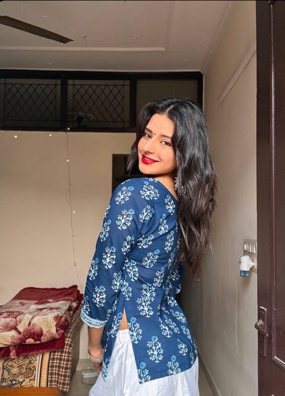 Navy Straight Short Kurti