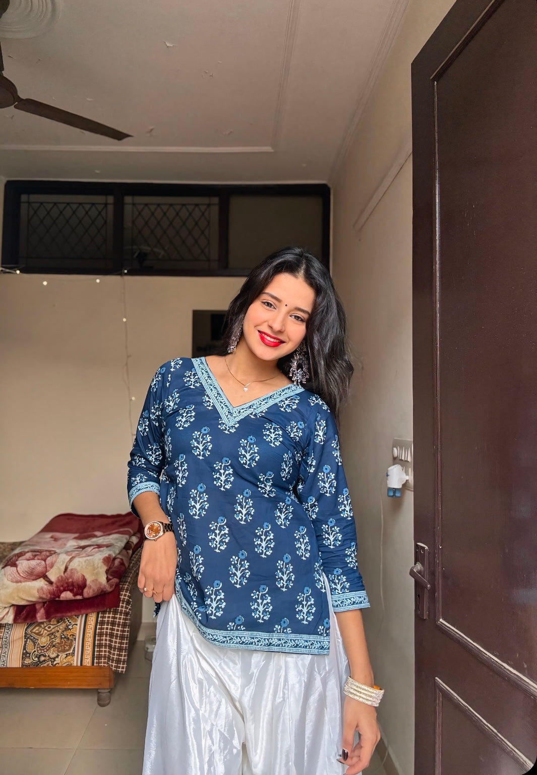 Navy Straight Short Kurti