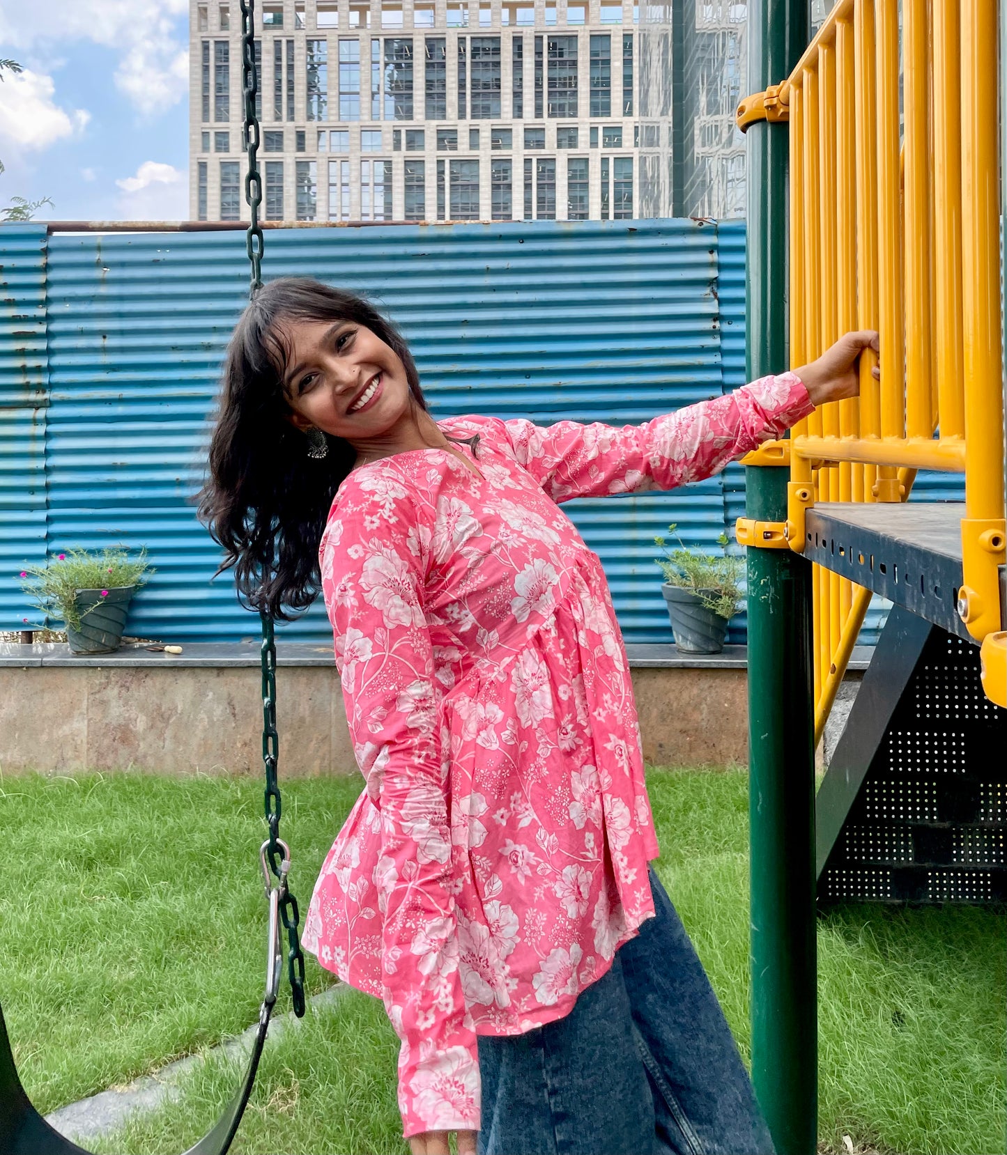 Dreamy Pink Peplum Short Kurti