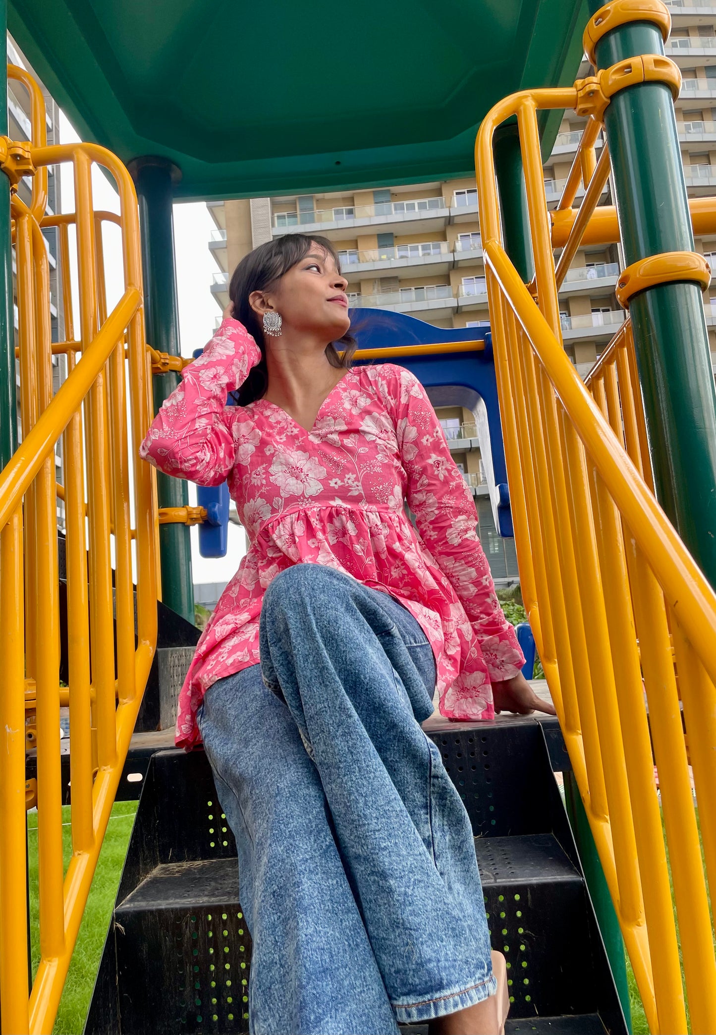 Dreamy Pink Peplum Short Kurti