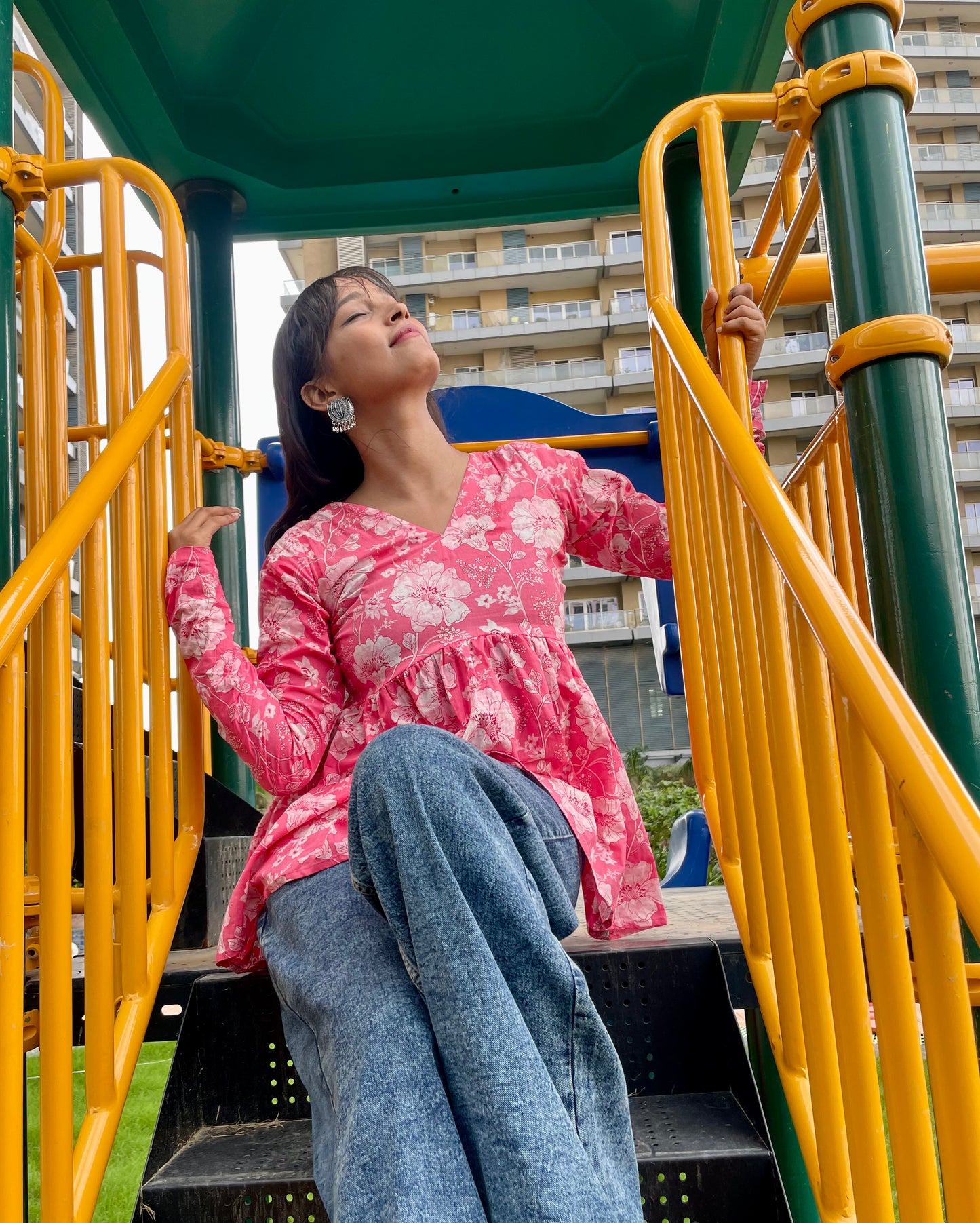 Dreamy Pink Peplum Short Kurti