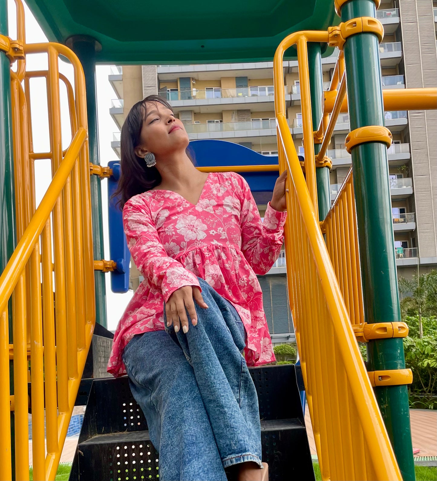 Dreamy Pink Peplum Short Kurti