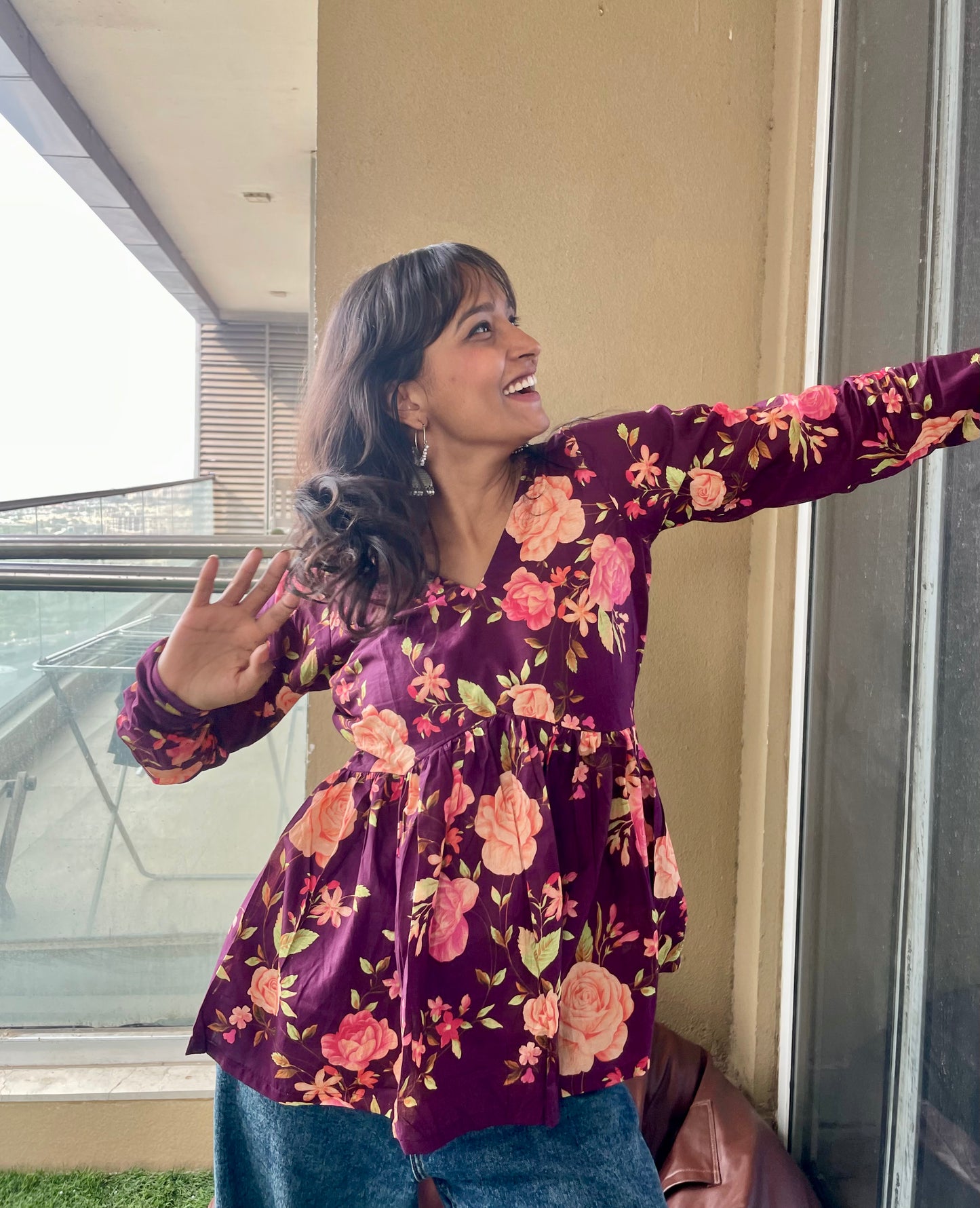 Bouquet Peplum Short Kurti