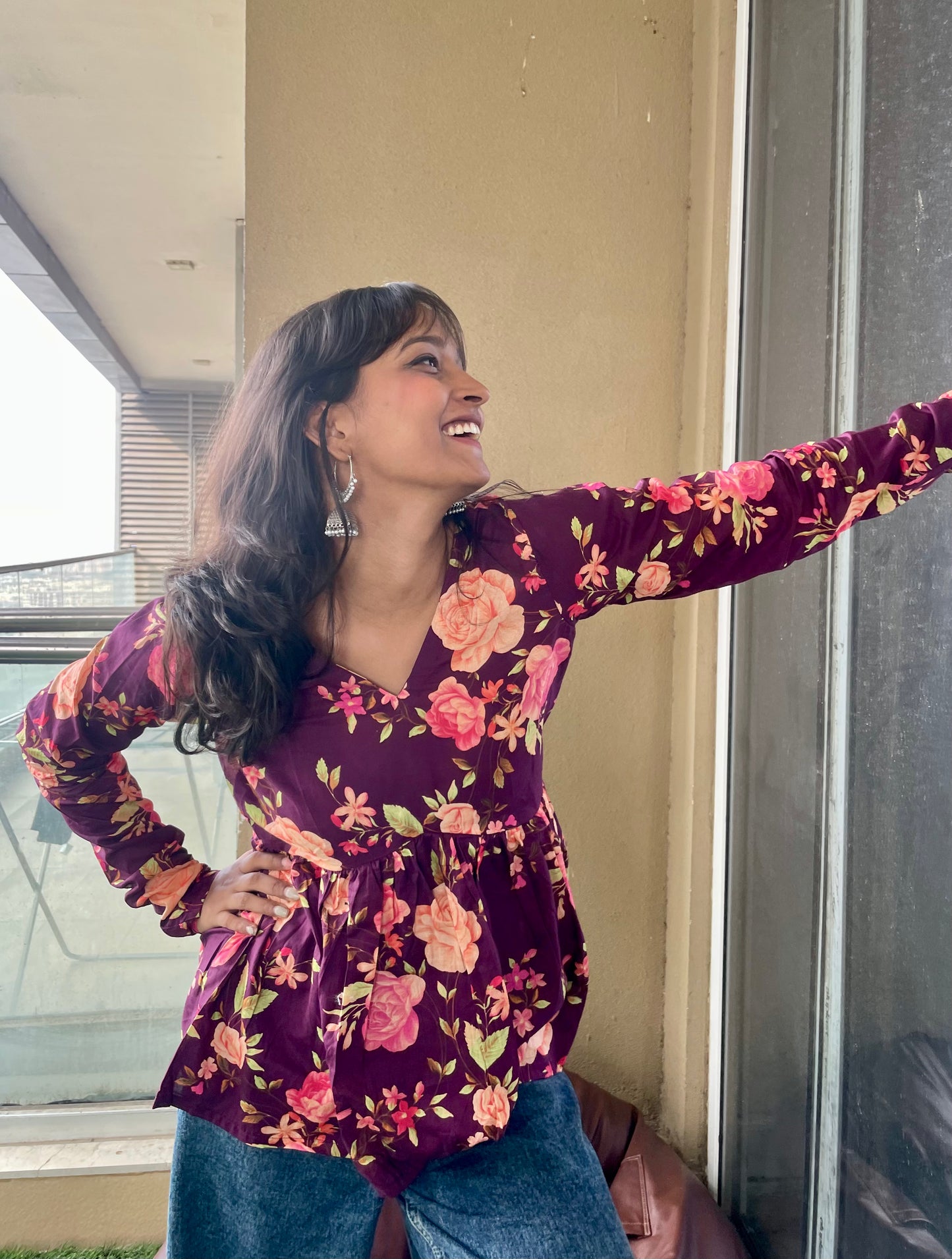 Bouquet Peplum Short Kurti