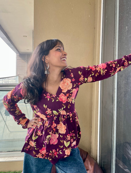 Bouquet Peplum Short Kurti