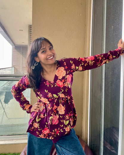 Bouquet Peplum Short Kurti