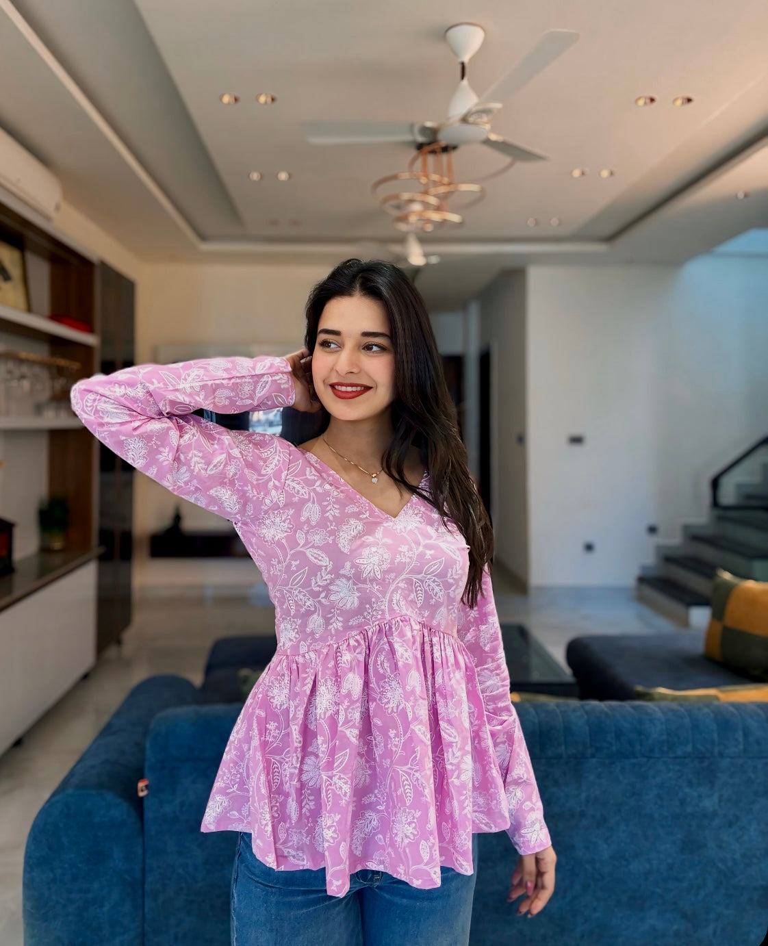 Lilac Magic Peplum Short Kurti