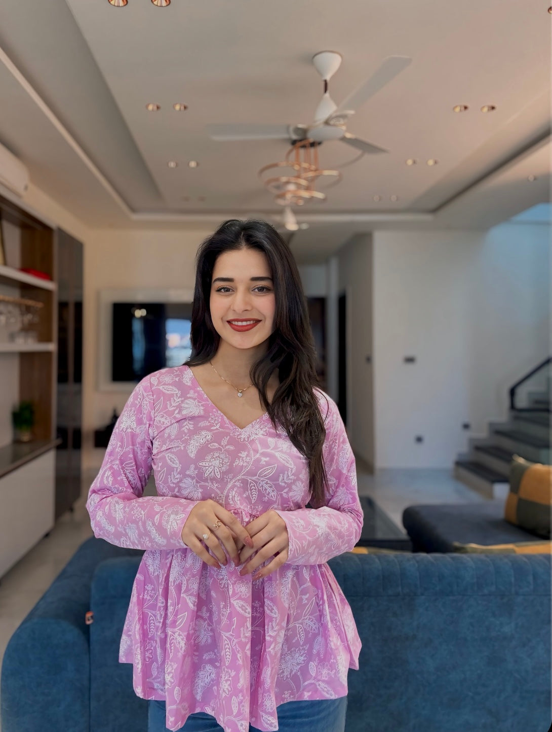 Lilac Magic Peplum Short Kurti