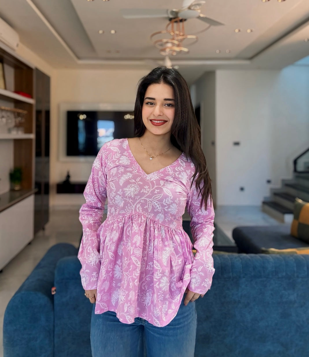 Lilac Magic Peplum Short Kurti