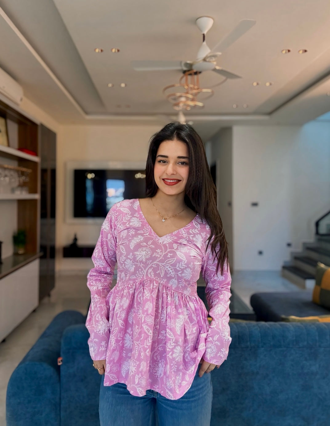 Lilac Magic Peplum Short Kurti