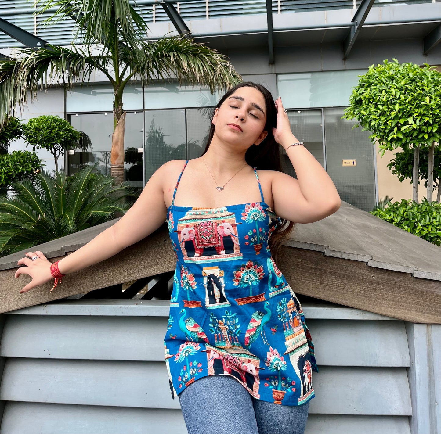 Blue Mor Strappy Backless Short Kurti