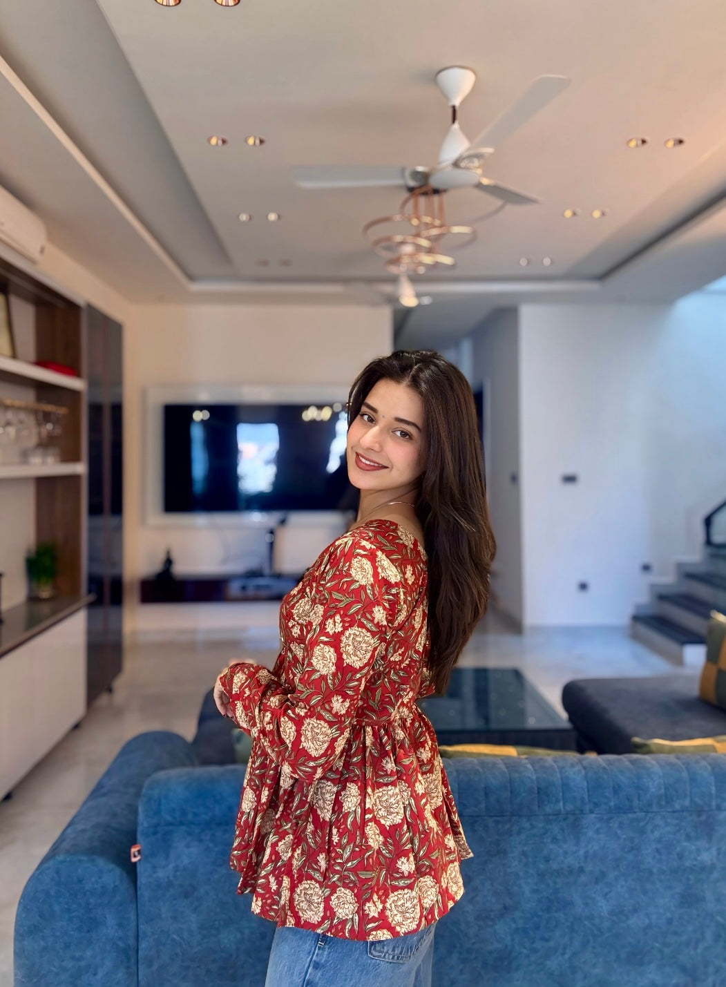 Khoobsurat Red Pelpum Short Kurti