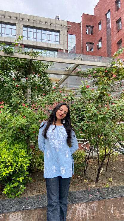 Powder Blue Chikankari Kurti