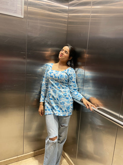 Morning Glory Corset Back Short Kurti