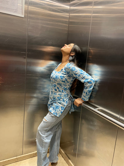 Morning Glory Corset Back Short Kurti