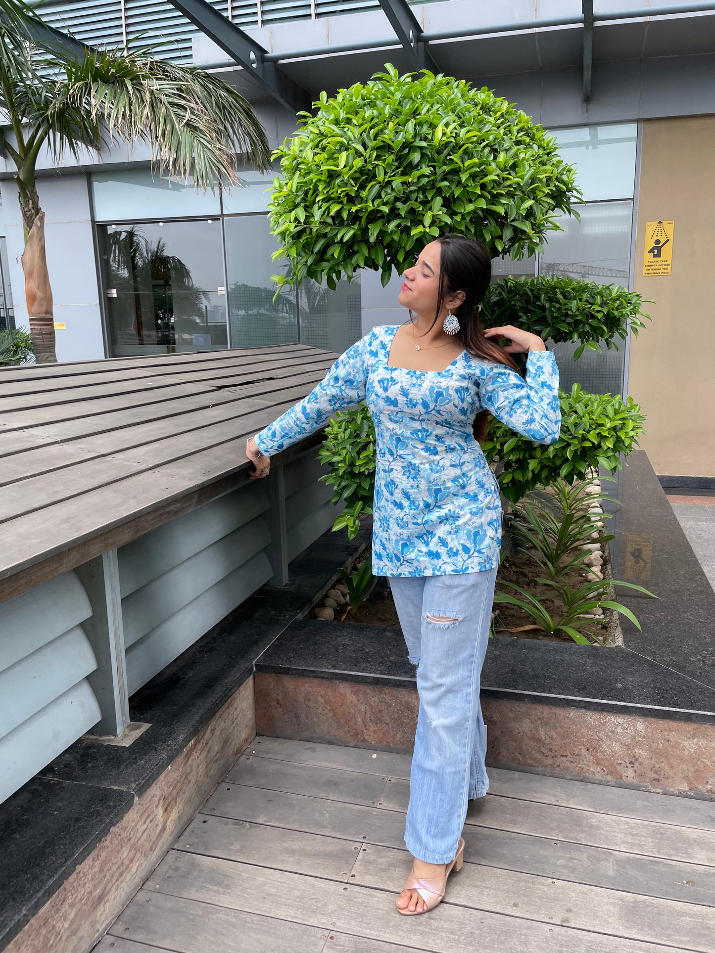 Morning Glory Corset Back Short Kurti