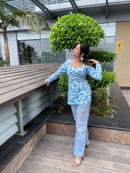 Morning Glory Corset Back Short Kurti