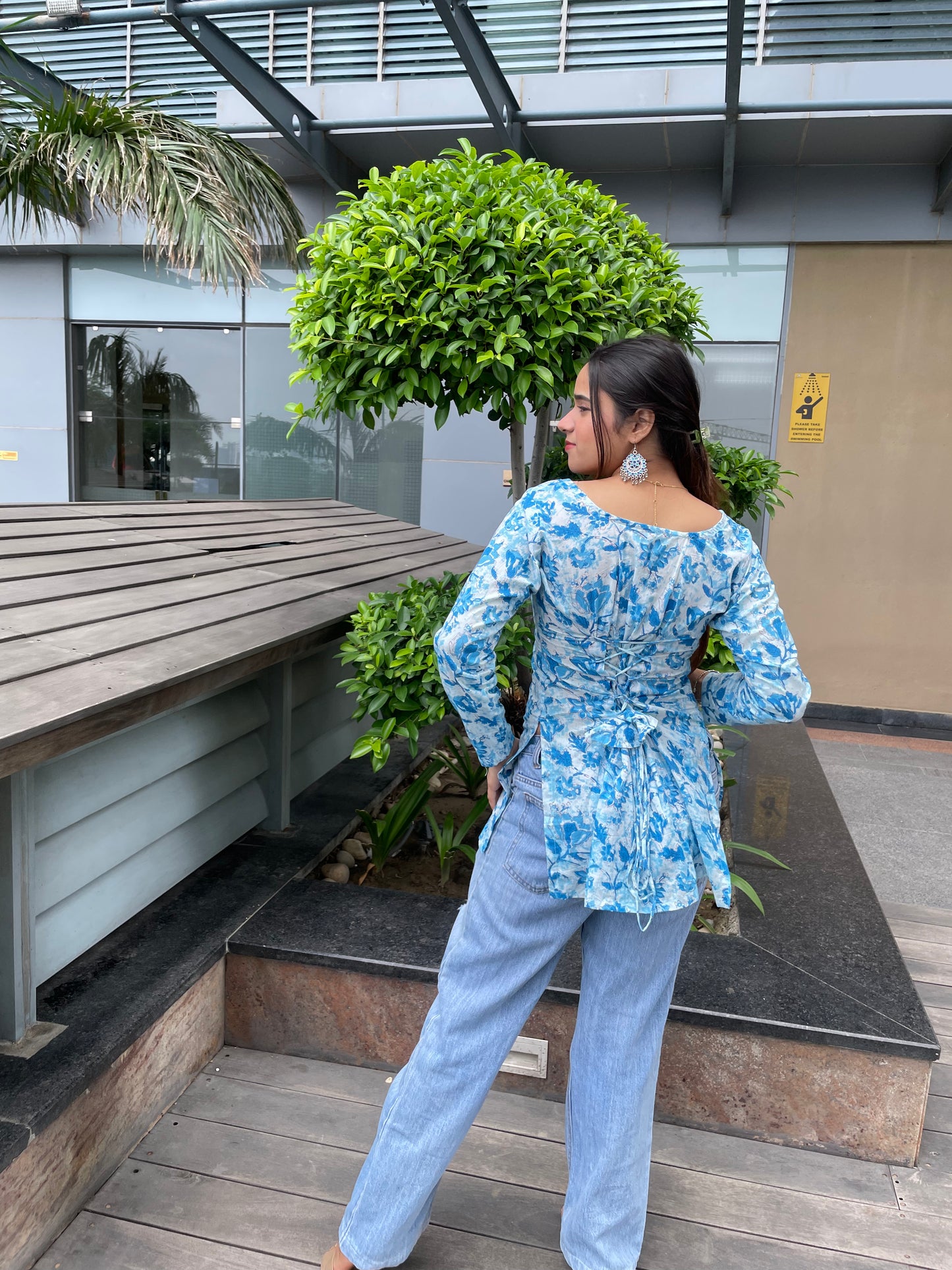 Morning Glory Corset Back Short Kurti