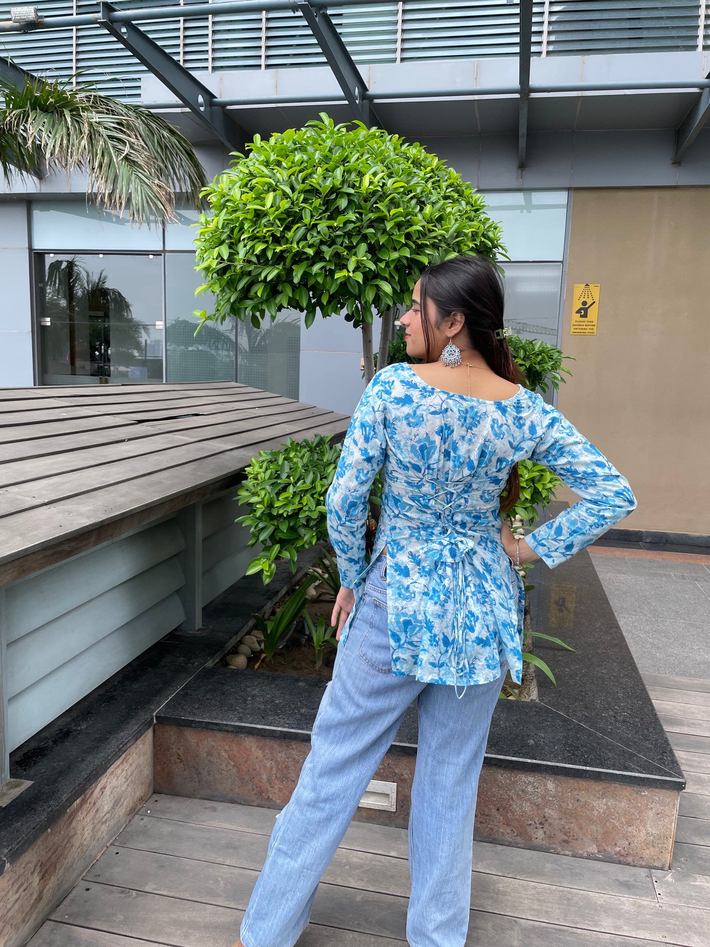 Morning Glory Corset Back Short Kurti