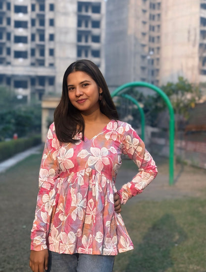 Pink Era Peplum Short Kurti Top