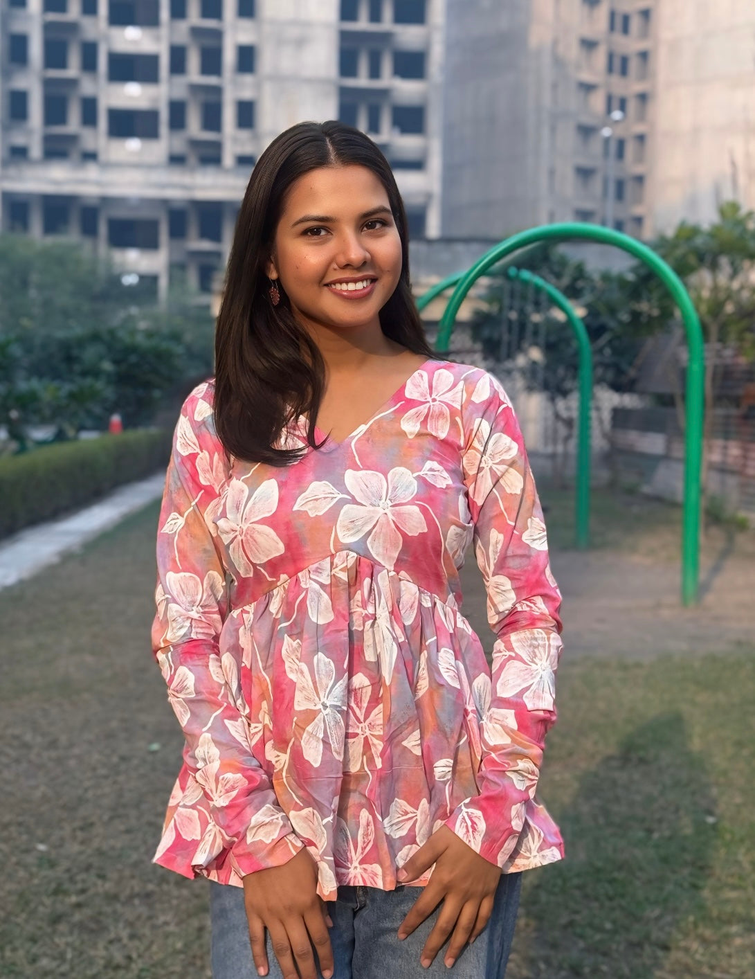 Pink Era Peplum Short Kurti Top
