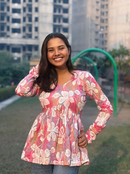 Pink Era Peplum Short Kurti Top