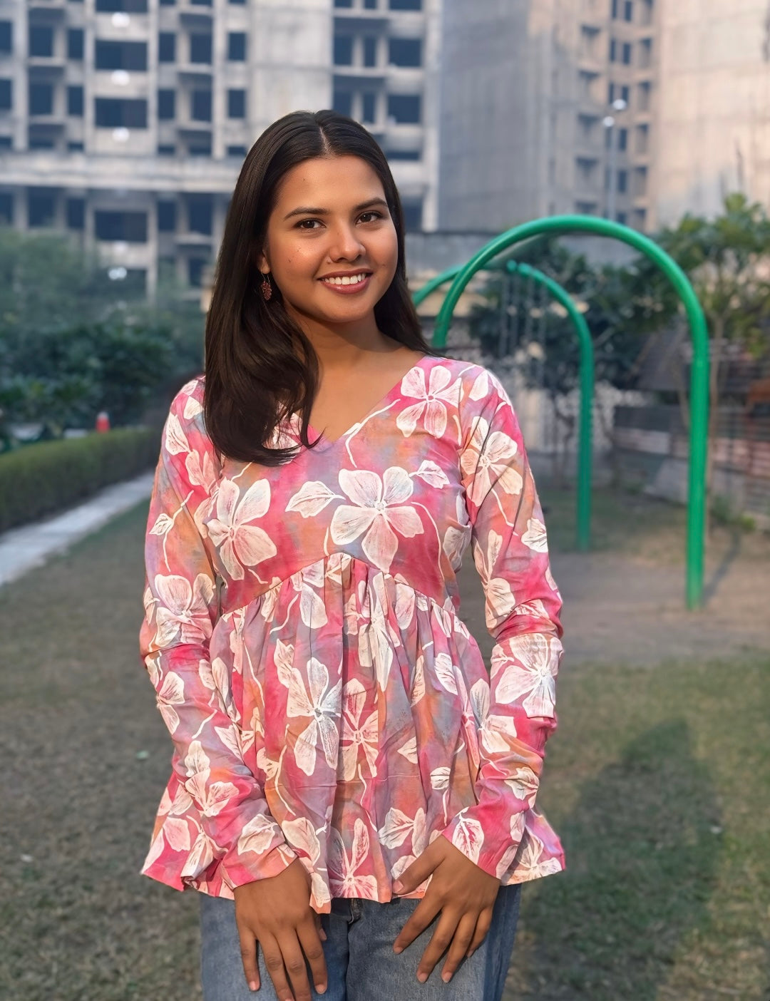 Pink Era Peplum Short Kurti Top