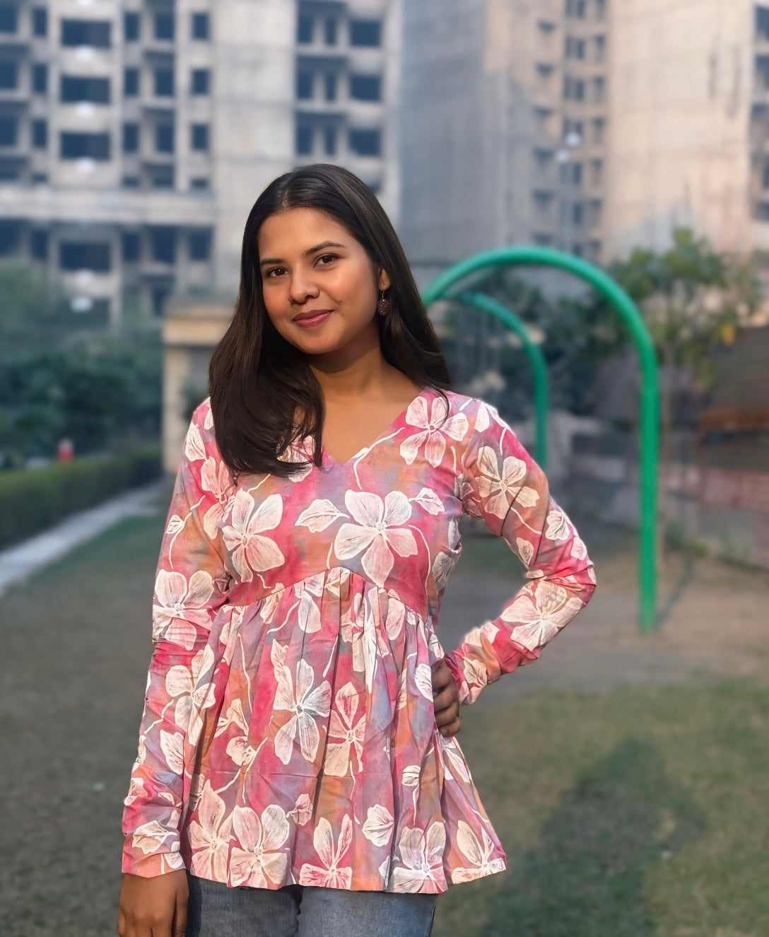 Pink Era Peplum Short Kurti Top