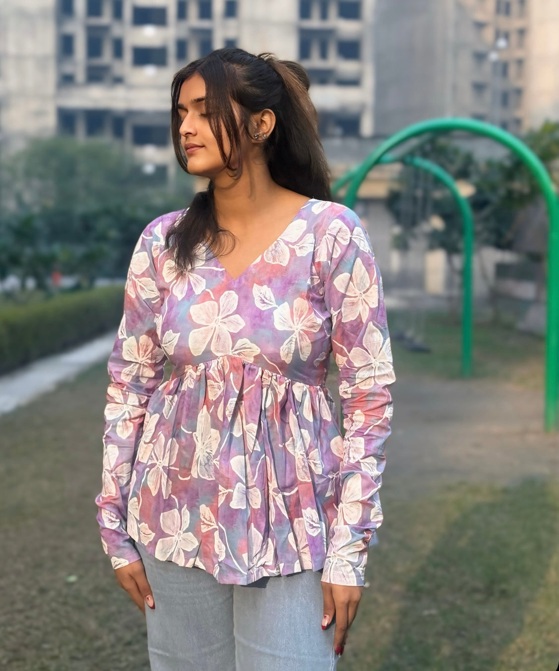 Lilac Era Peplum Short Kurti