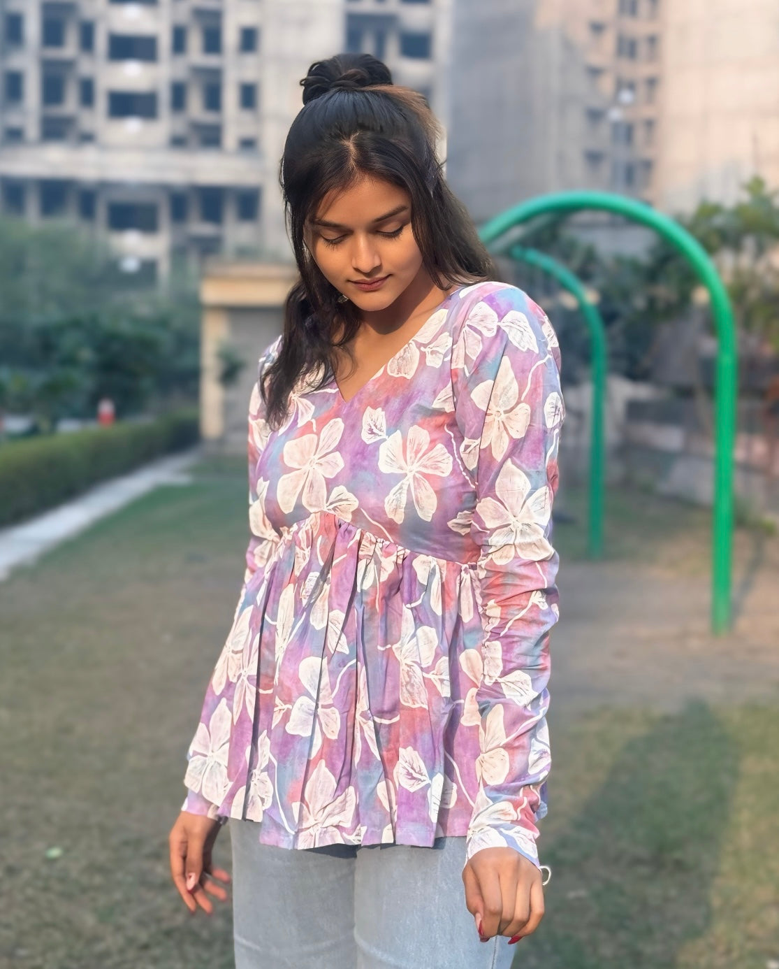 Lilac Era Peplum Short Kurti