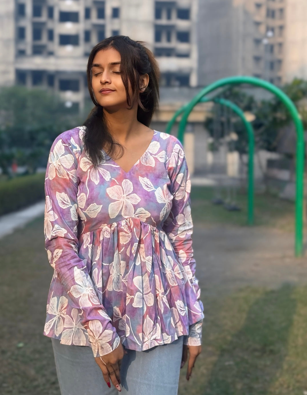 Lilac Era Peplum Short Kurti