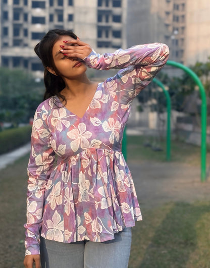 Lilac Era Peplum Short Kurti